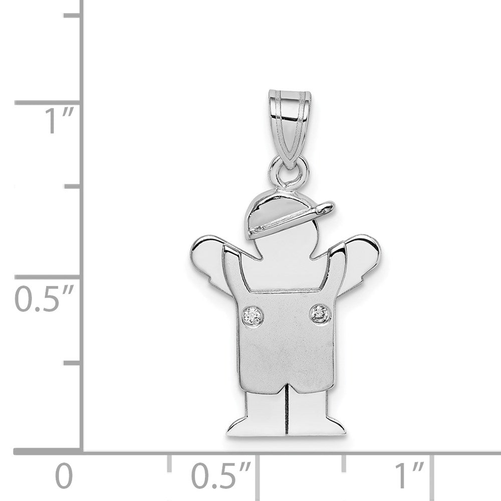 14k White Gold A Diamond kid pendant