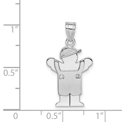 14k White Gold A Diamond kid pendant