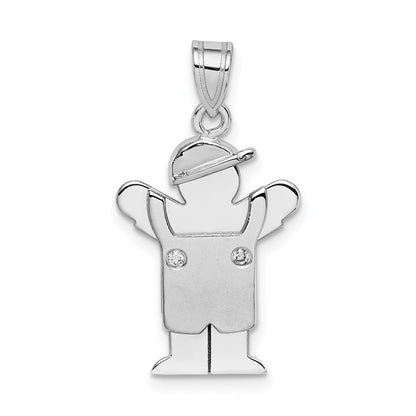 14k White Gold A Diamond kid pendant
