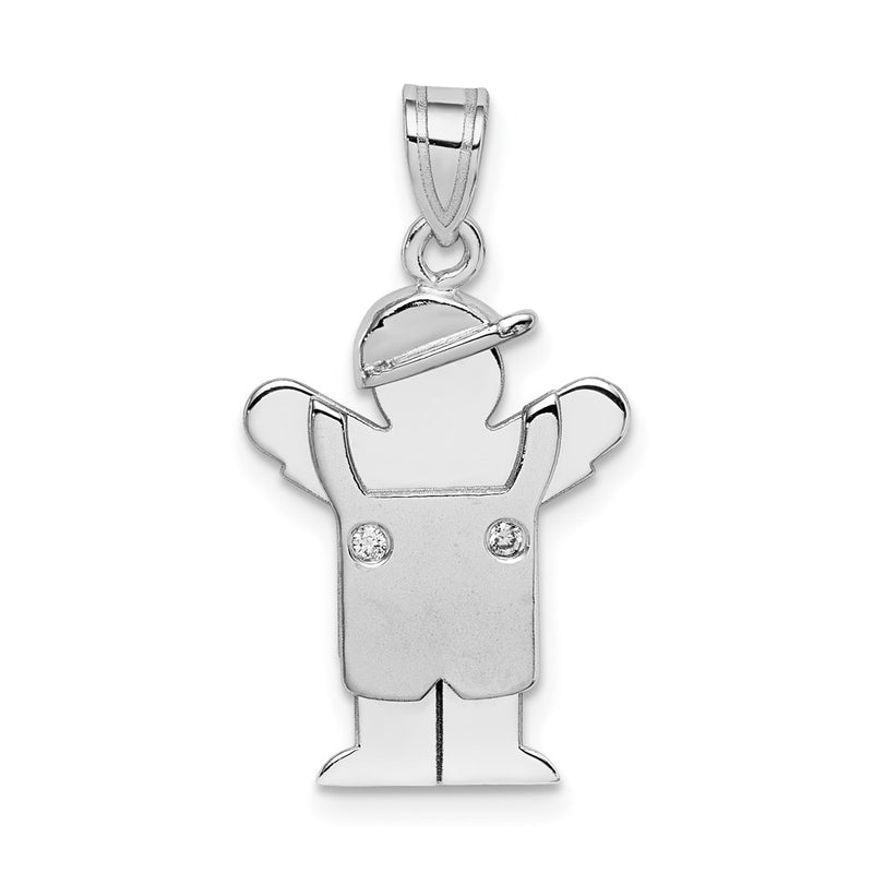 14k White Gold AAA Diamond kid pendant