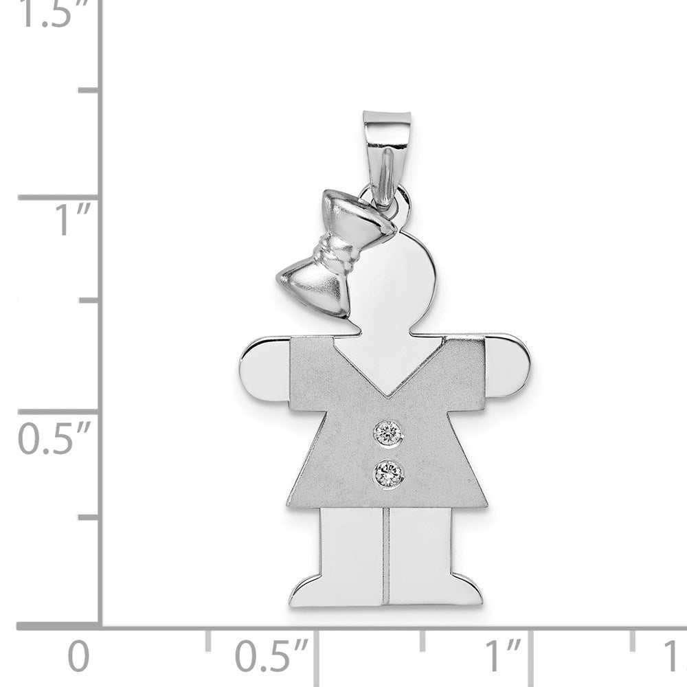 14k White Gold A Diamond kid pendant