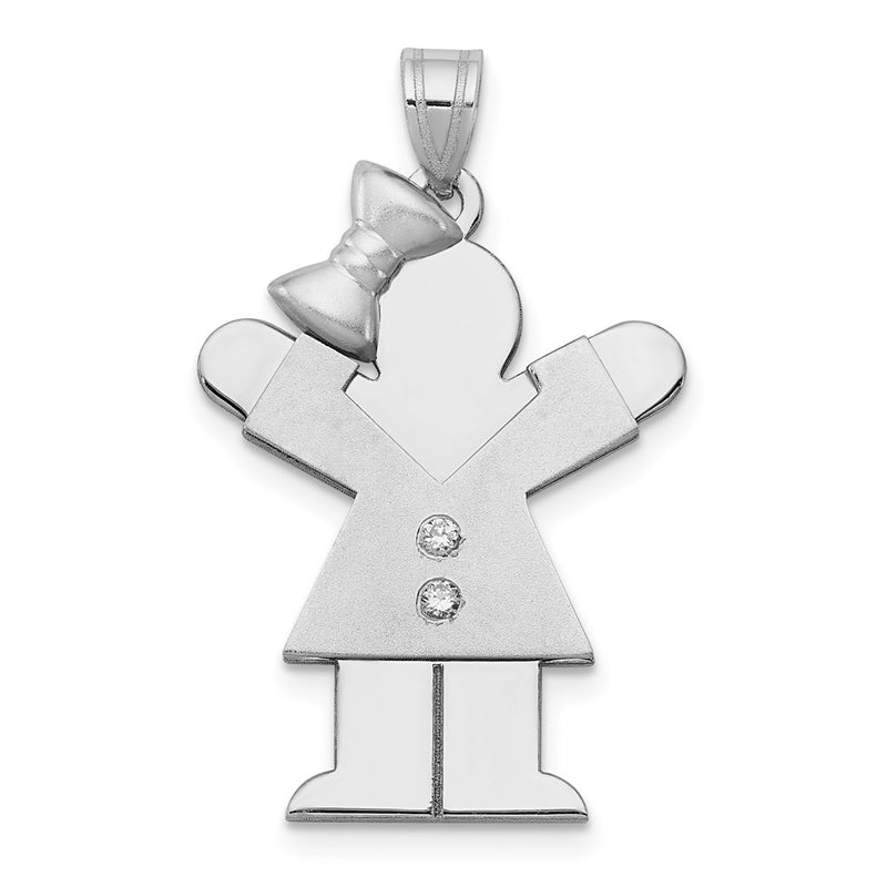 14k White Gold A Diamond kid pendant