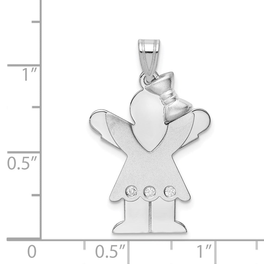 14k White Gold A Diamond kid pendant