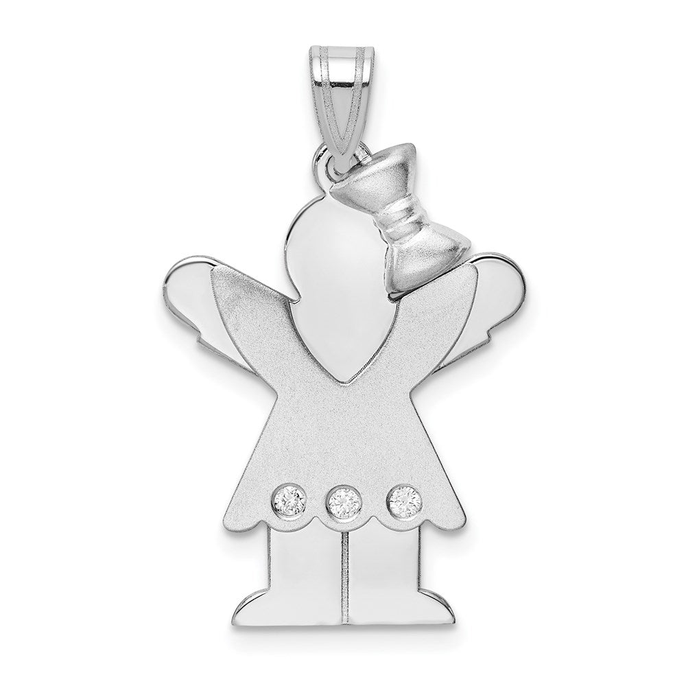 14k White Gold A Diamond kid pendant