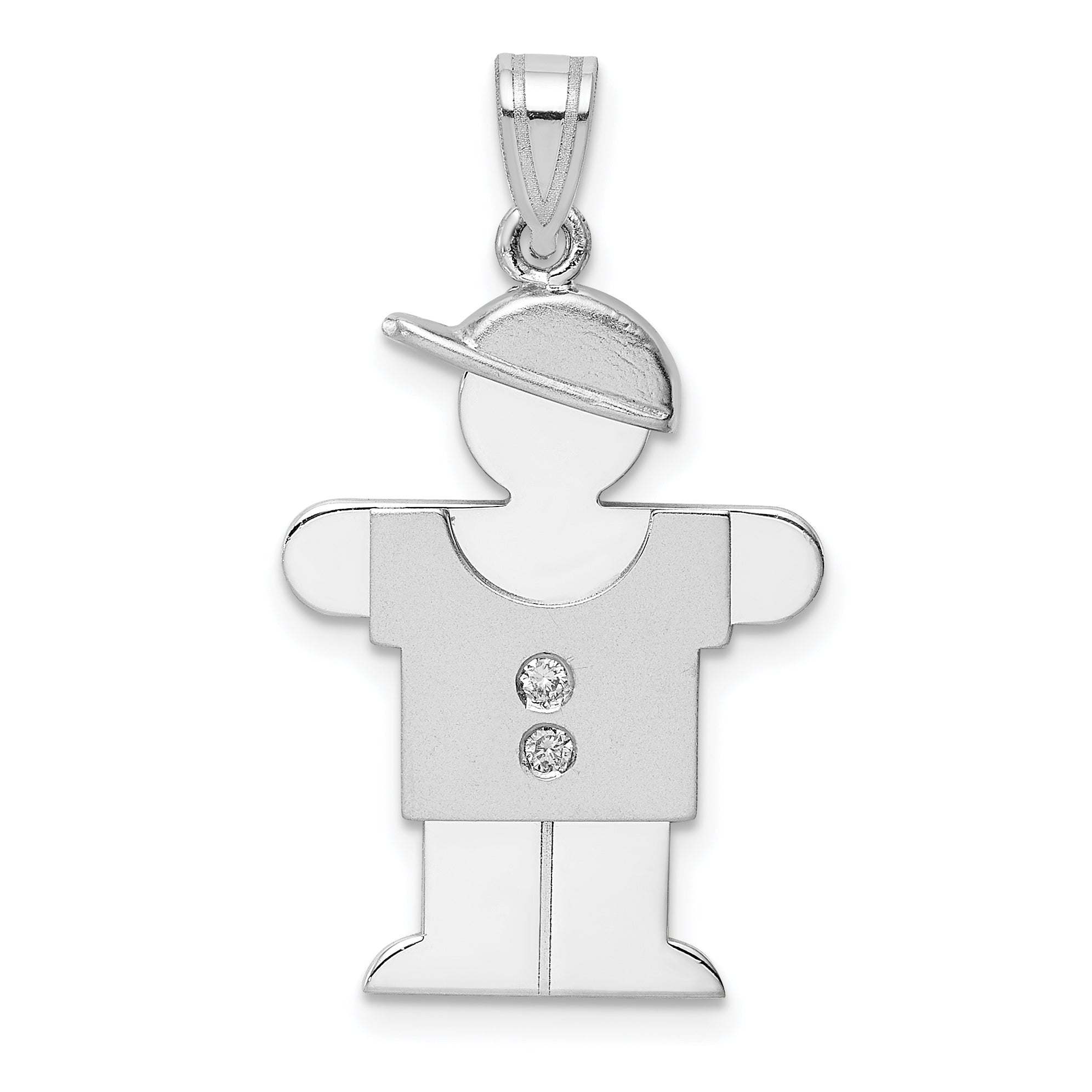14k White Gold AA Diamond Kid Pendant