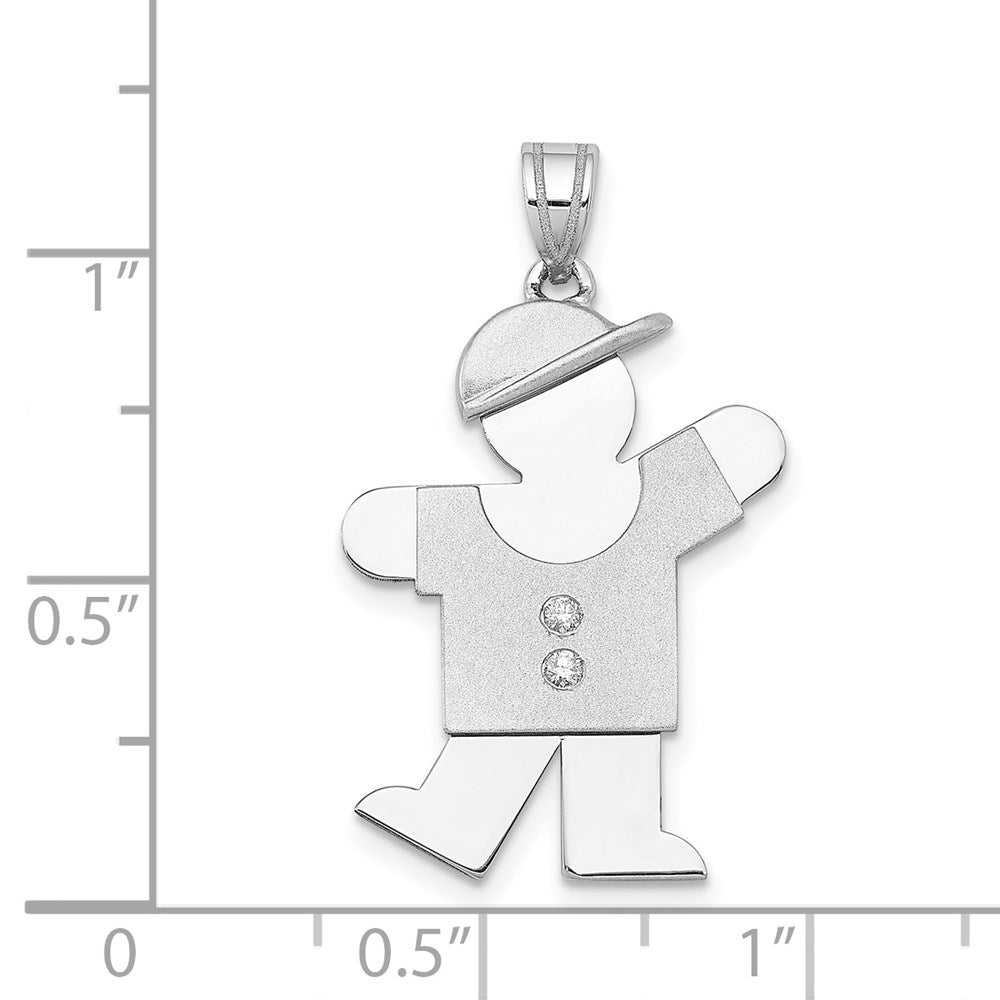 14k White Gold AAA Diamond kid pendant