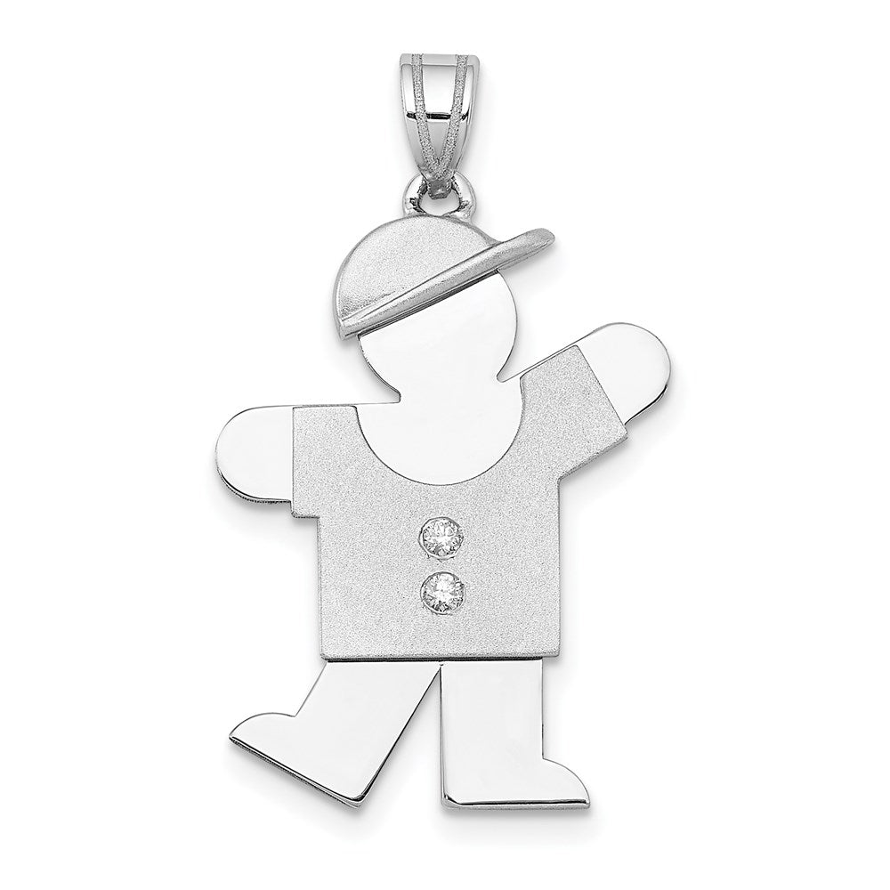 14k White Gold AAA Diamond kid pendant
