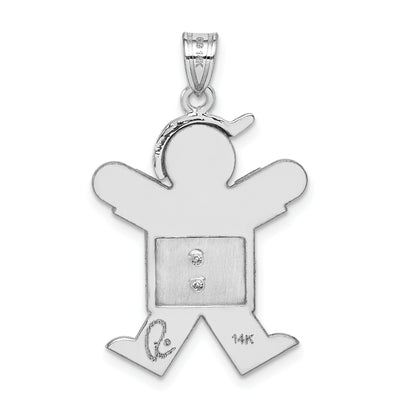 14k White Gold A Diamond kid pendant
