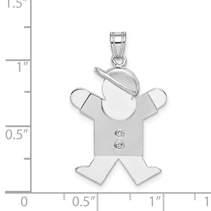 14k White Gold A Diamond kid pendant