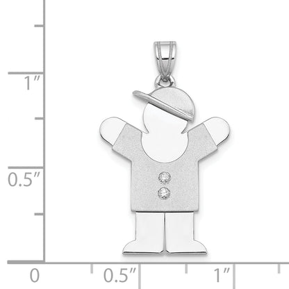 14k White Gold AAA Diamond kid pendant