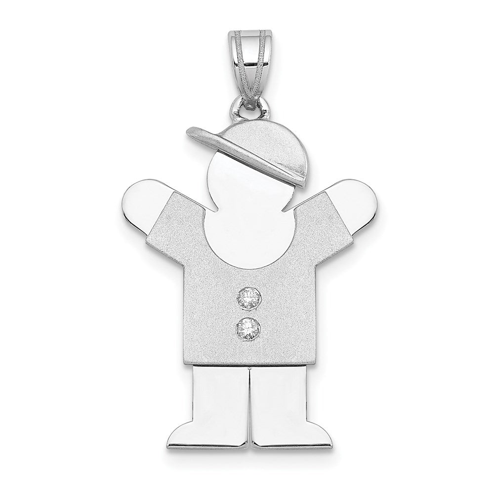 14k White Gold A Diamond kid pendant