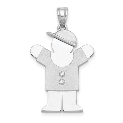 14k White Gold A Diamond kid pendant