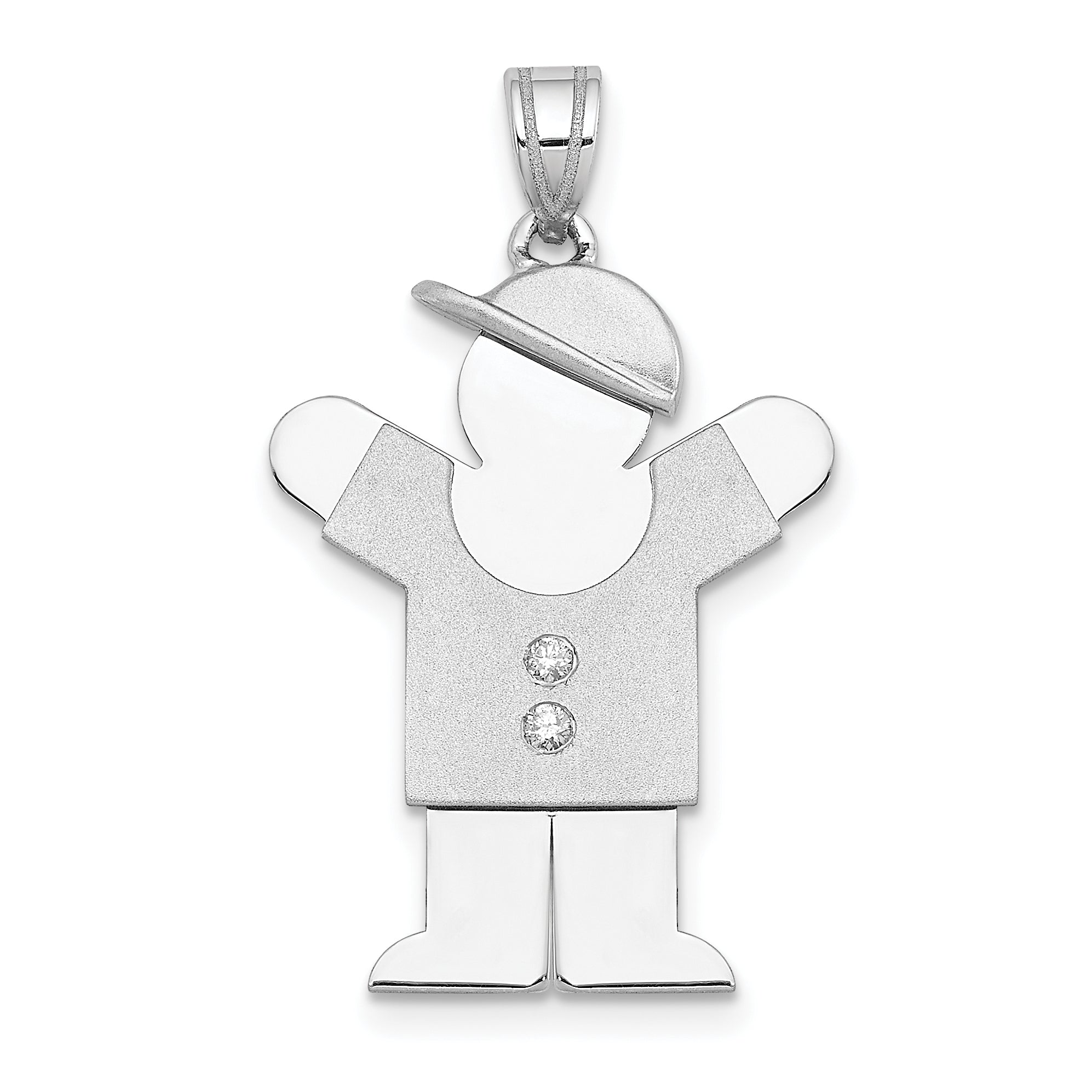 14k White Gold AAA Diamond kid pendant