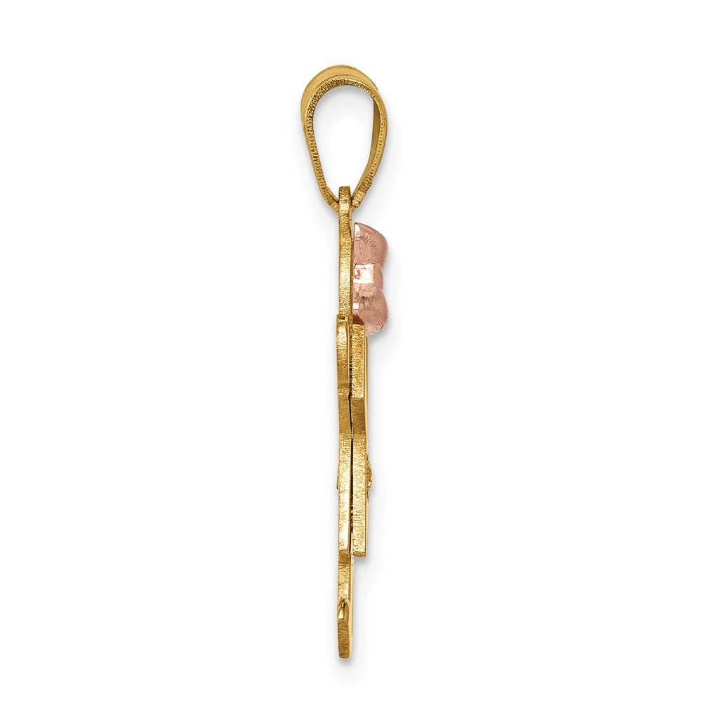 14k Two tone AAA Diamond kid pendant