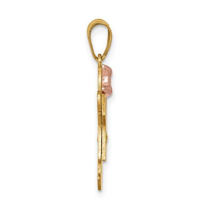 14k Two tone AAA Diamond kid pendant
