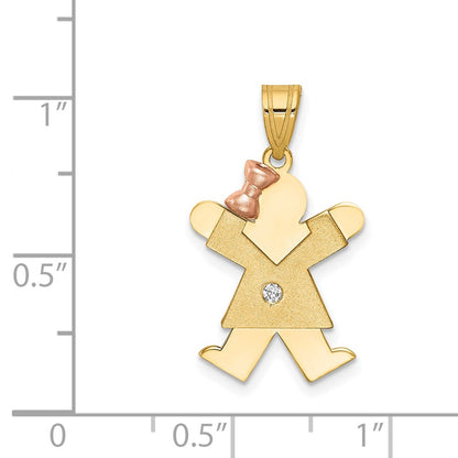 14k Two tone AAA Diamond kid pendant