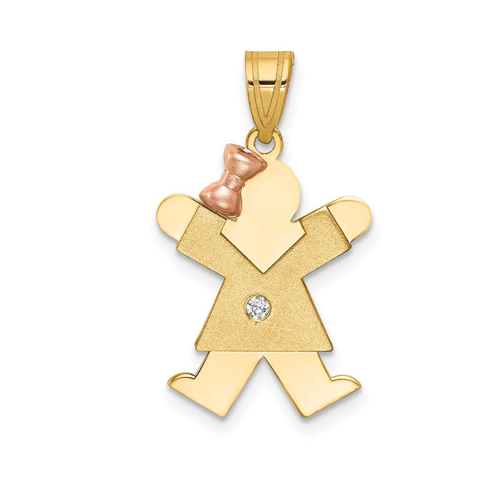 14k Two tone AAA Diamond kid pendant