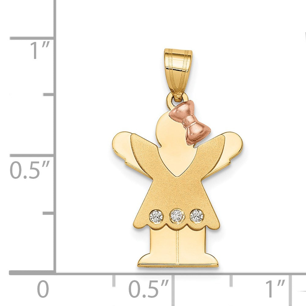 14k Two tone AA Diamond Kid Pendant