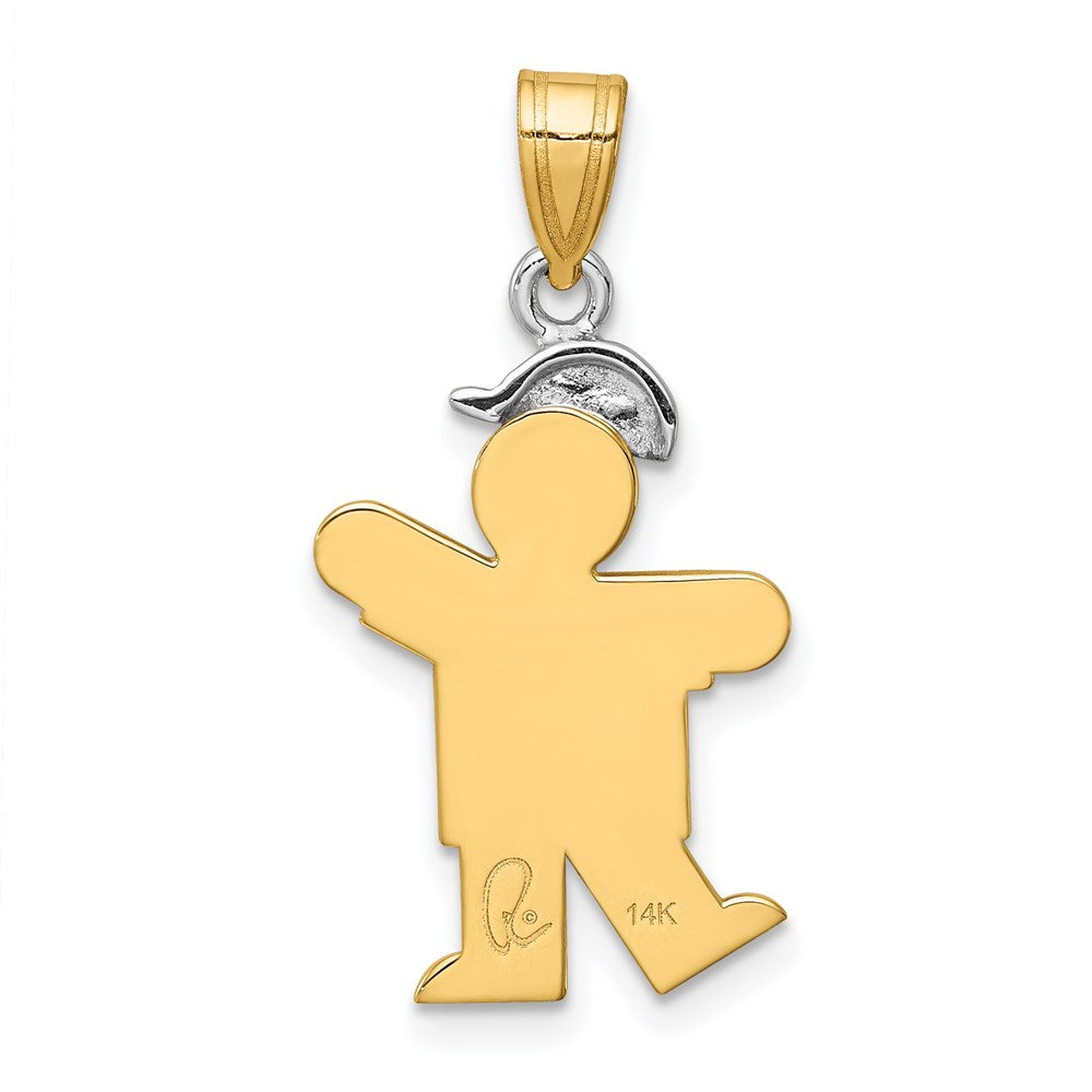 14k Two tone A Diamond kid pendant