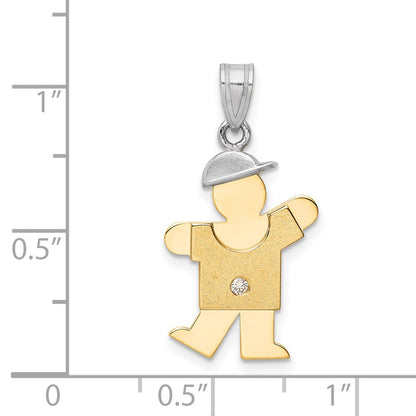 14k Two tone AAA Diamond kid pendant