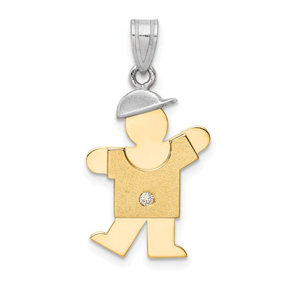 14k Two tone AA Diamond kid pendant