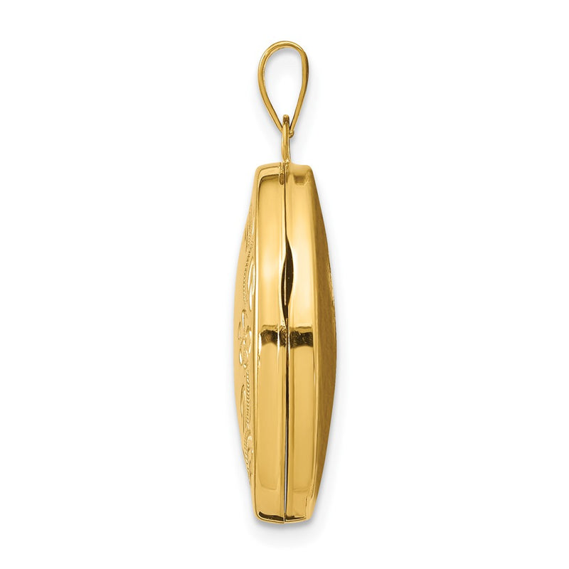 14k Yellow Gold 14k Hand Engraved Floral Oval Locket