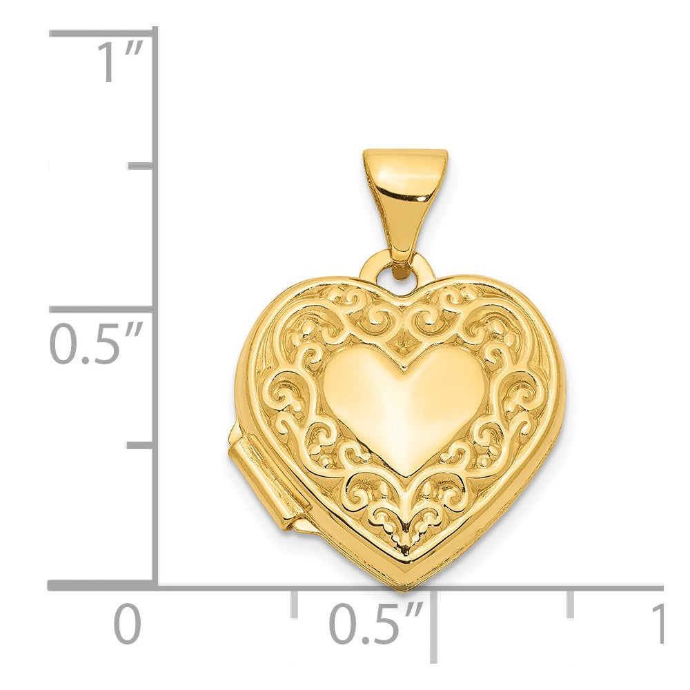 14k Yellow Gold 14k Scroll Heart Locket