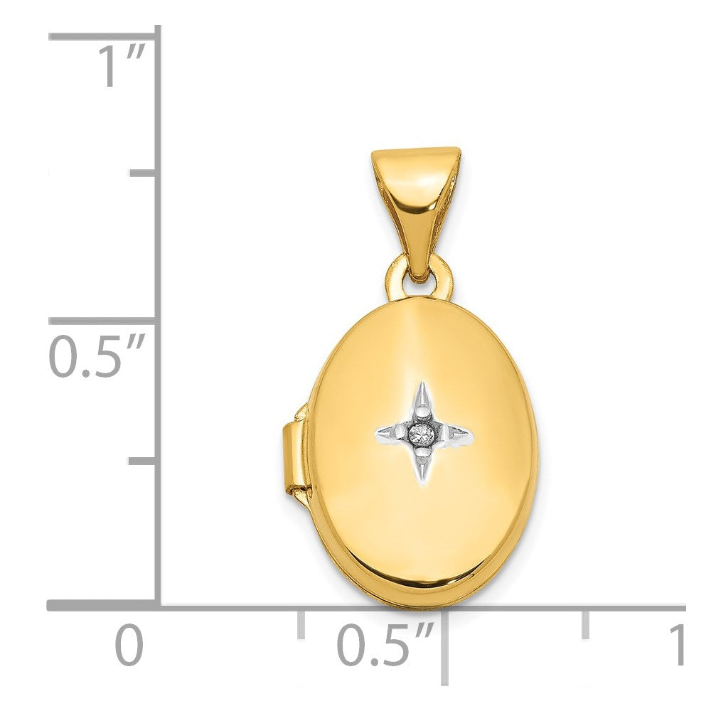 14k Yellow Gold 14k Diamond Oval Locket