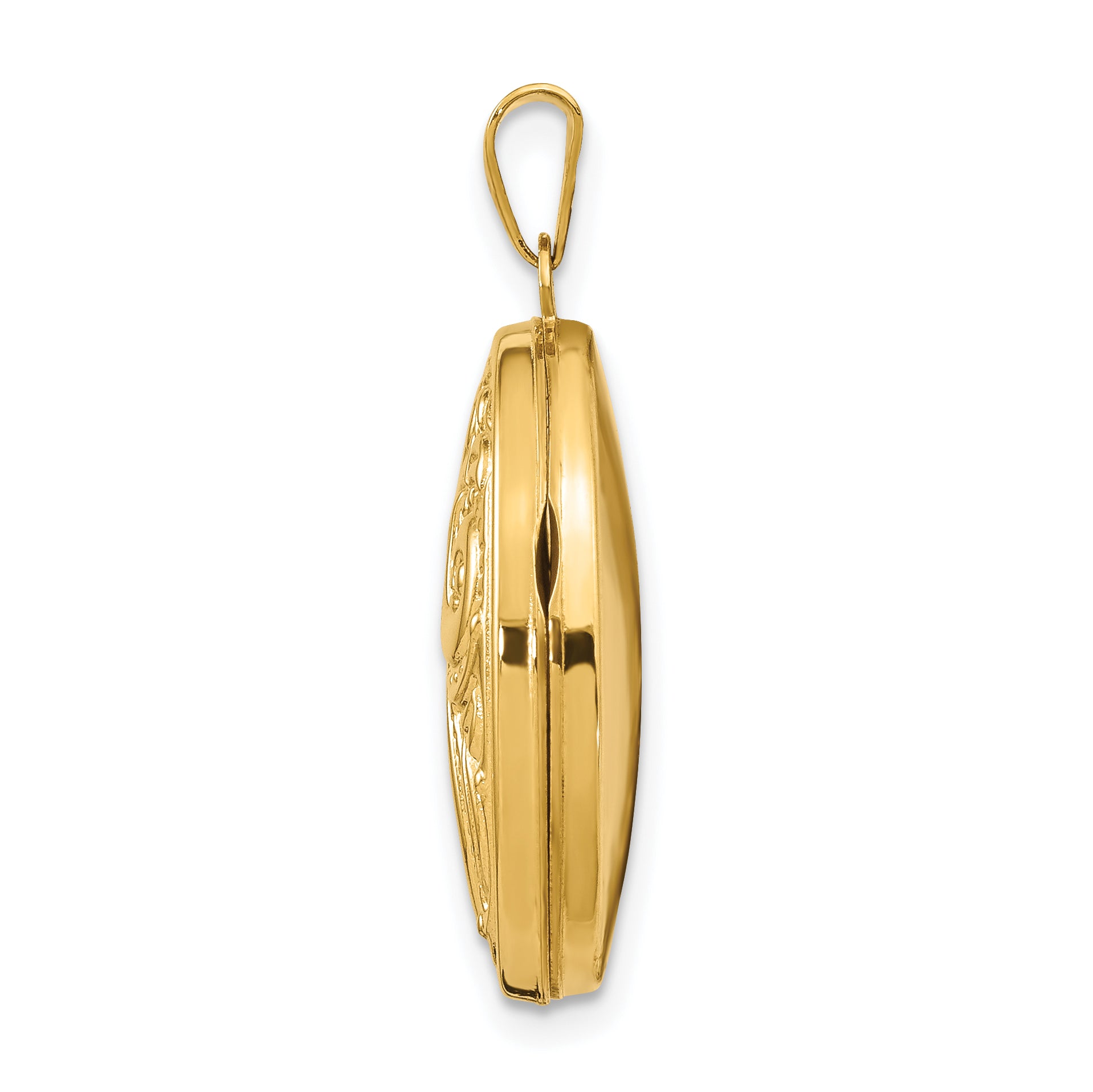 14k Yellow Gold 14k Domed Scroll Design Oval Locket