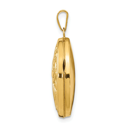 14k Yellow Gold 14k Domed Scroll Design Oval Locket