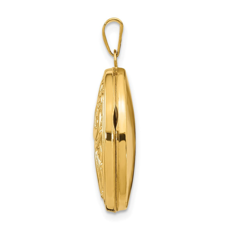 14k Yellow Gold 14k Domed Scroll Design Oval Locket