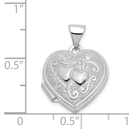 14k White Gold 14k White Gold Double Heart Locket
