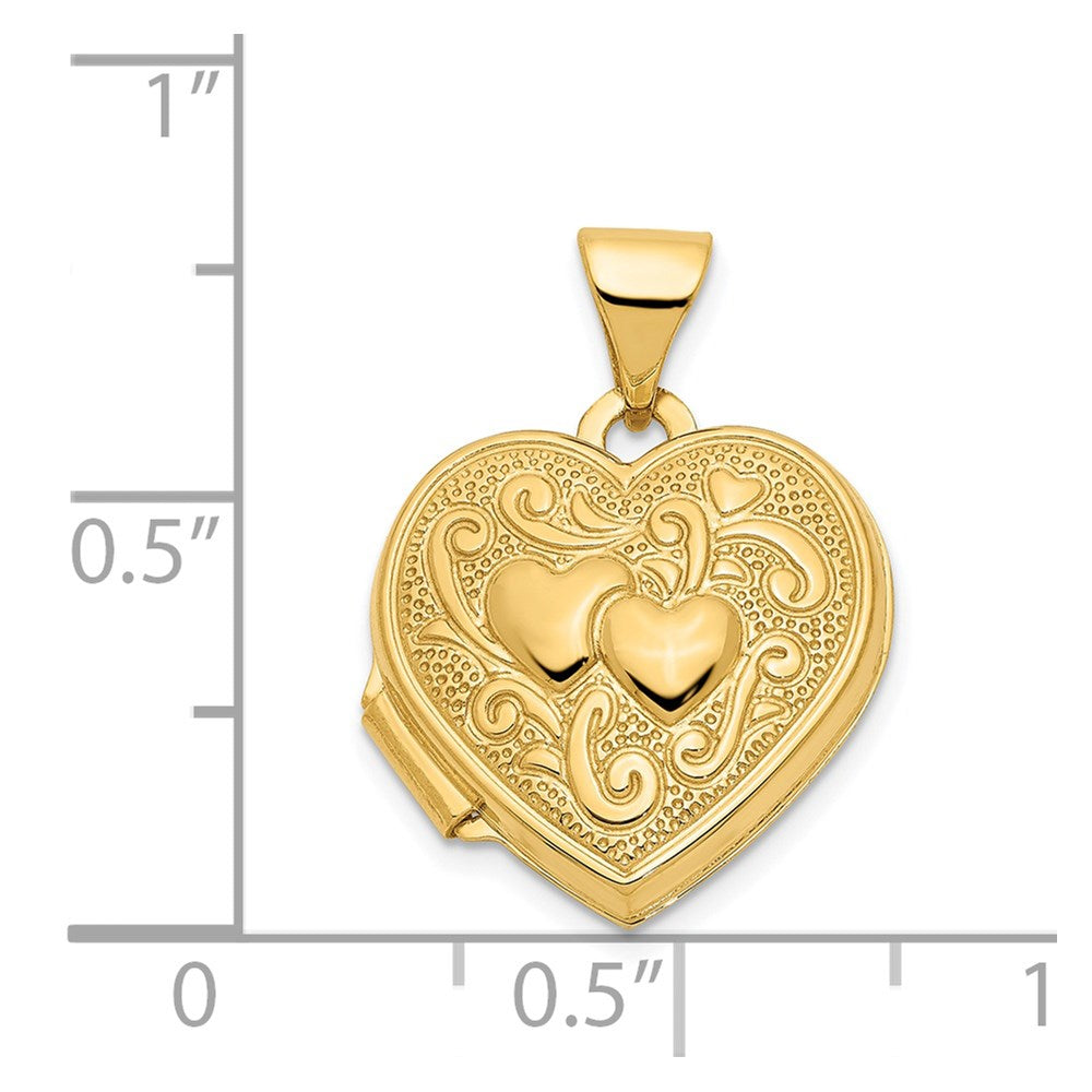 14k Yellow Gold 14ky Double Heart Locket