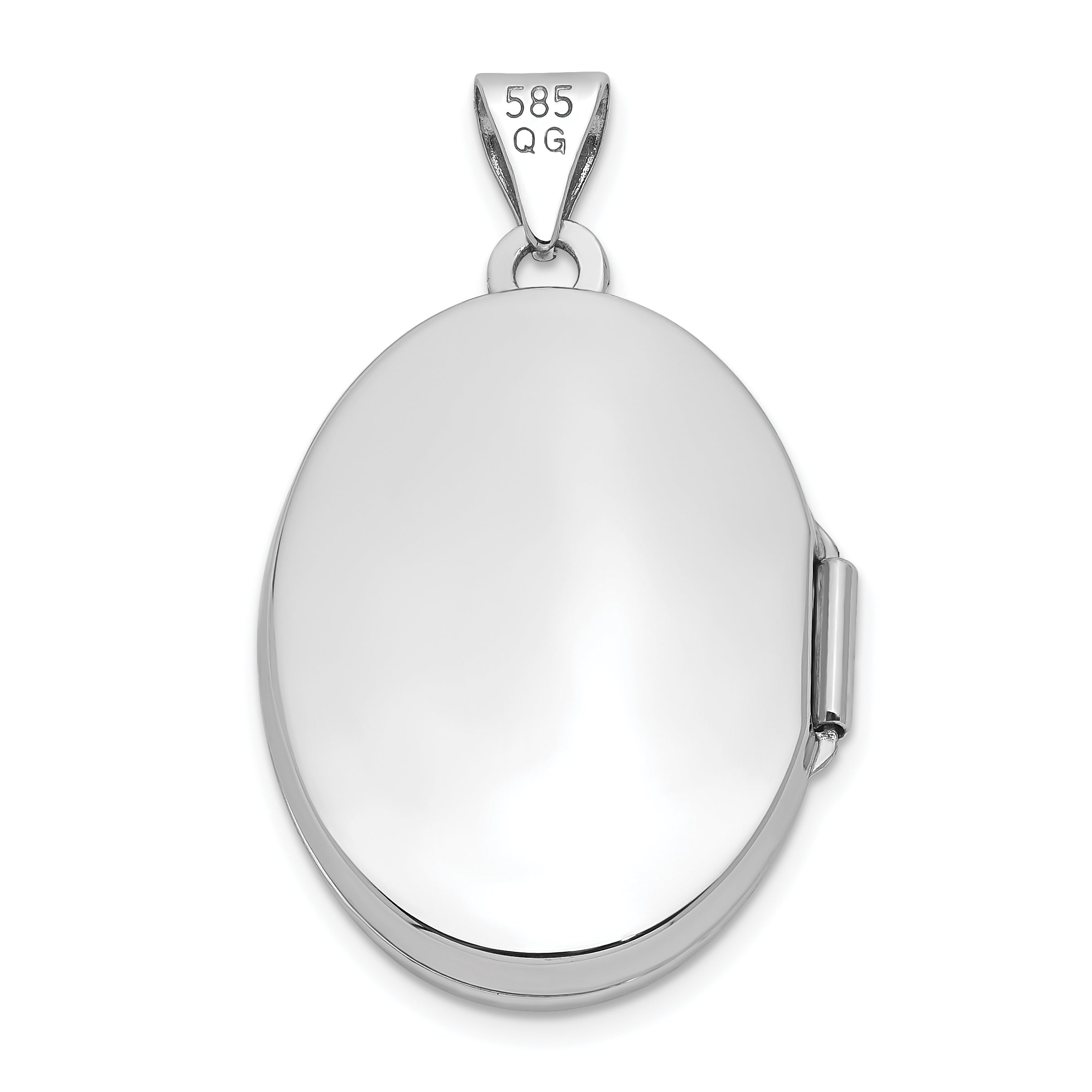 14k White Gold 14k White Gold Heart and Scroll Border Oval Locket