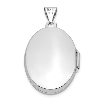 14k White Gold 14k White Gold Heart and Scroll Border Oval Locket