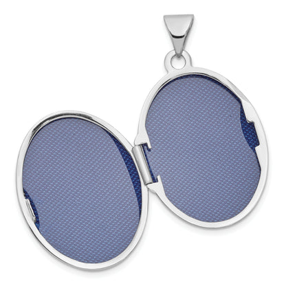 14k White Gold 14k White Gold Heart and Scroll Border Oval Locket
