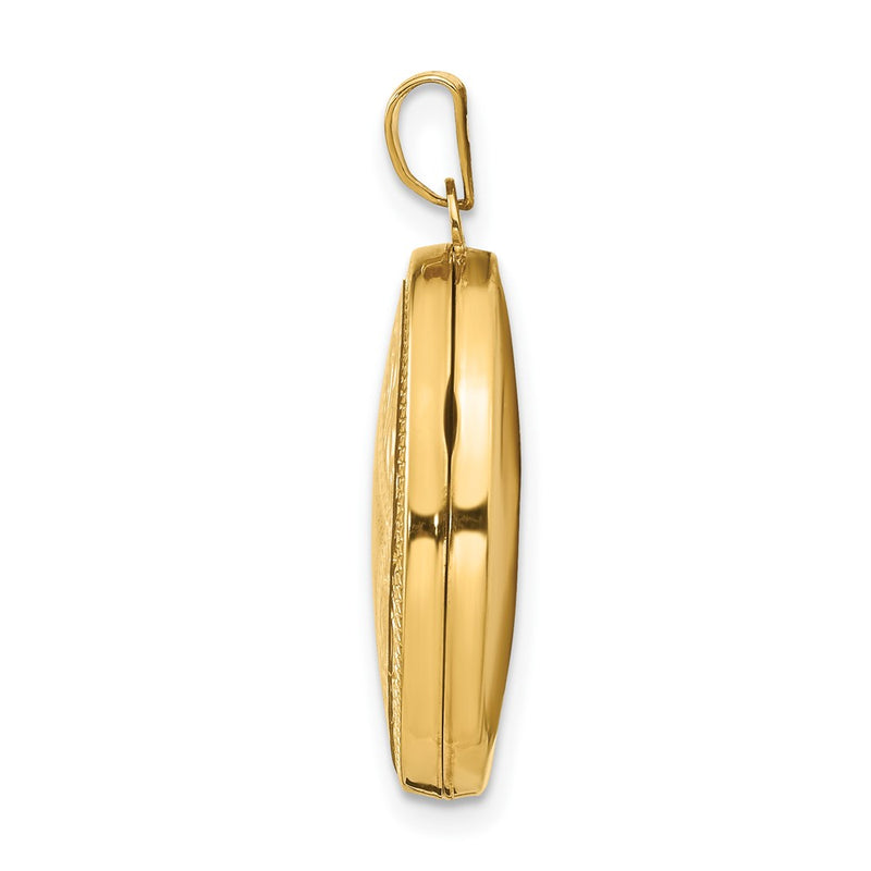 14k Yellow Gold 14k Diamond-shaped Design Oval Locket