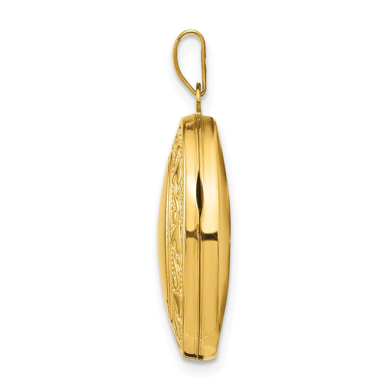 14k Yellow Gold 14k Yellow Gold Scroll Heart Design Oval Locket