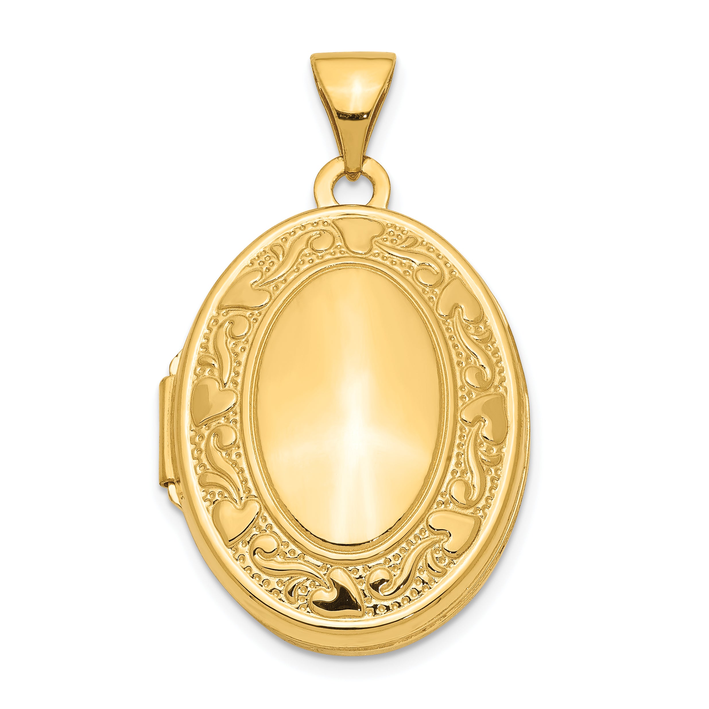 14k Yellow Gold 14k Yellow Gold Scroll Heart Design Oval Locket