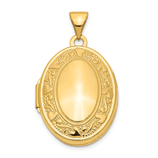 14k Yellow Gold 14k Yellow Gold Scroll Heart Design Oval Locket