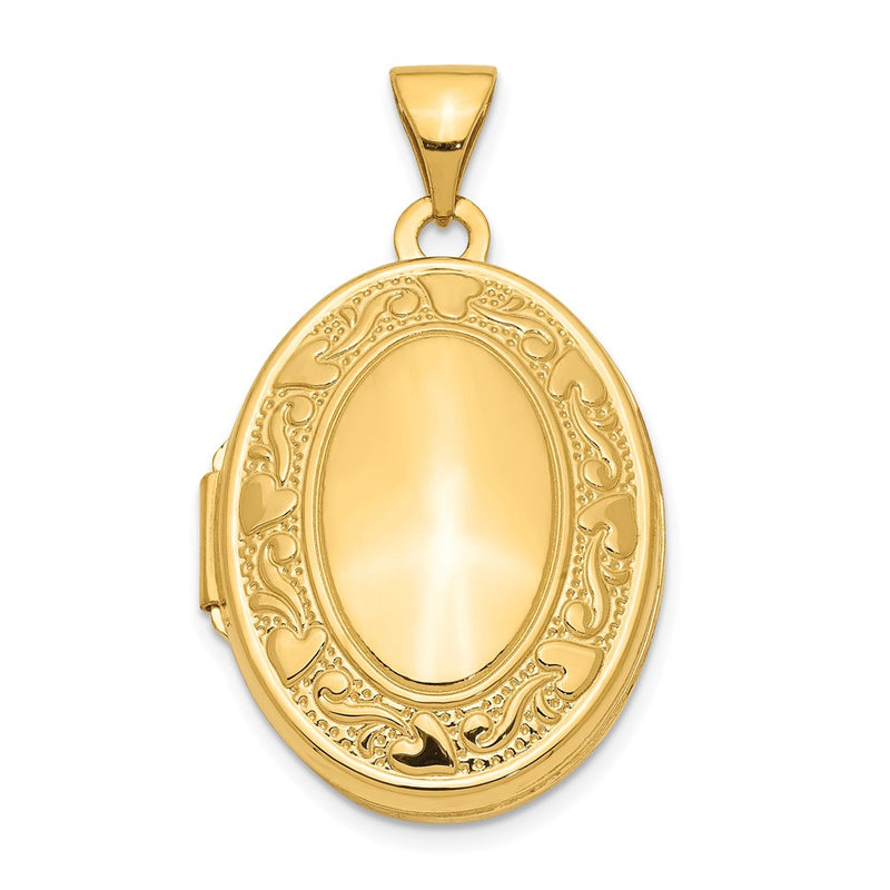 14k Yellow Gold 14k Yellow Gold Scroll Heart Design Oval Locket