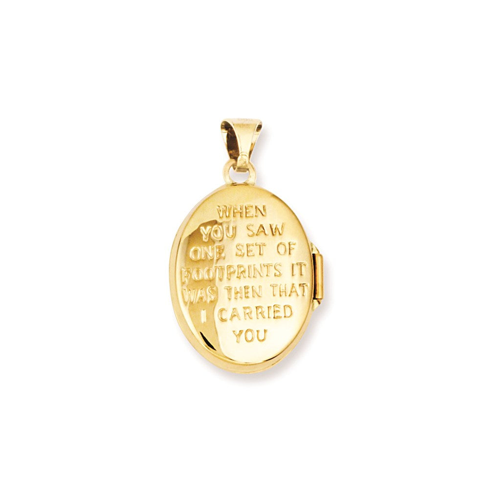 14k Yellow & Rhodium 14k Yellow Gold White Rhodium-plated Footprints Locket