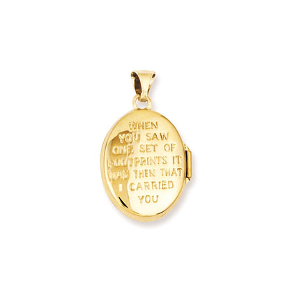 14k Yellow & Rhodium 14k Yellow Gold White Rhodium-plated Footprints Locket