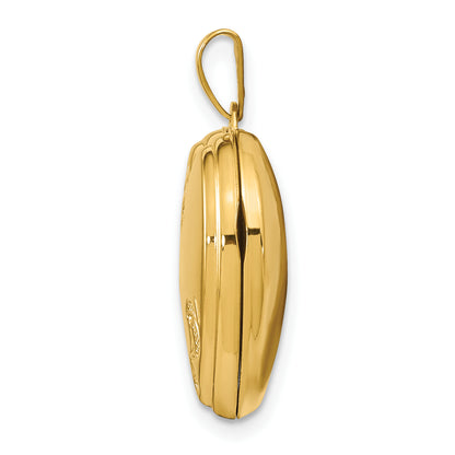 14k Yellow Gold 14K 18mm Polished Heart-Shaped Floral Locket