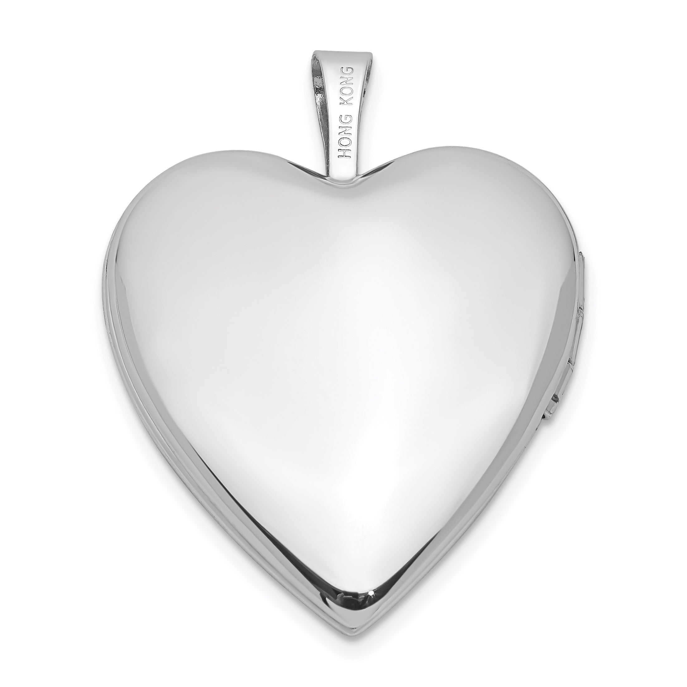 14K White Gold 20mm Diamond Satin & D/C Cross Heart Locket