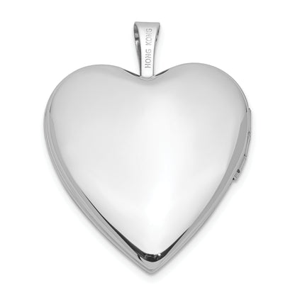 14K White Gold 20mm Diamond Satin & D/C Cross Heart Locket