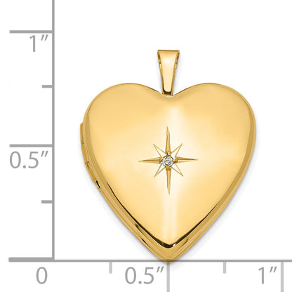 14K Yellow Gold 20mm Diamond Heart Locket