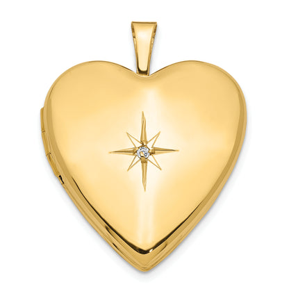 14K Yellow Gold 20mm Diamond Heart Locket