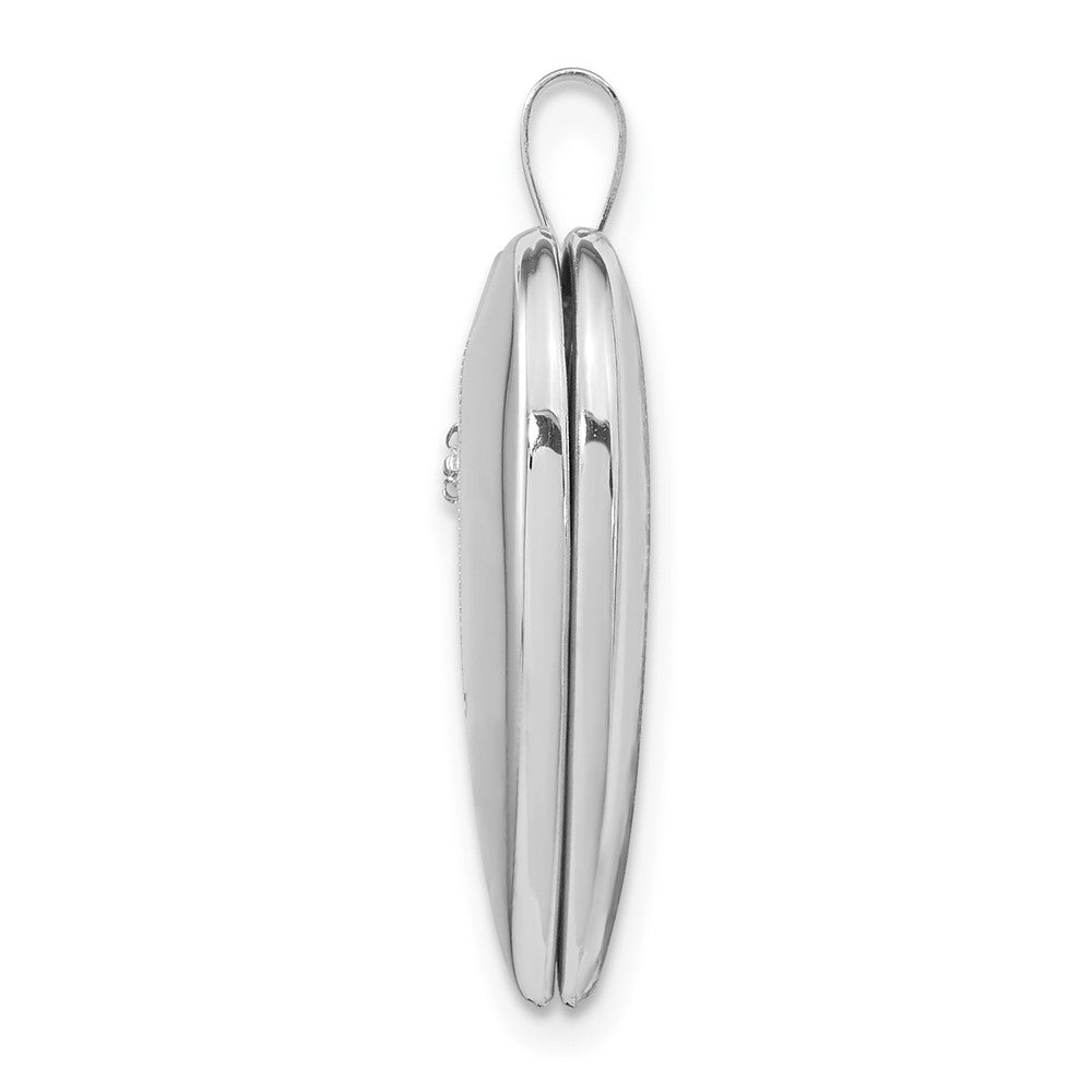 14K White Gold 20mm Diamond Polished And Satin Heart Locket