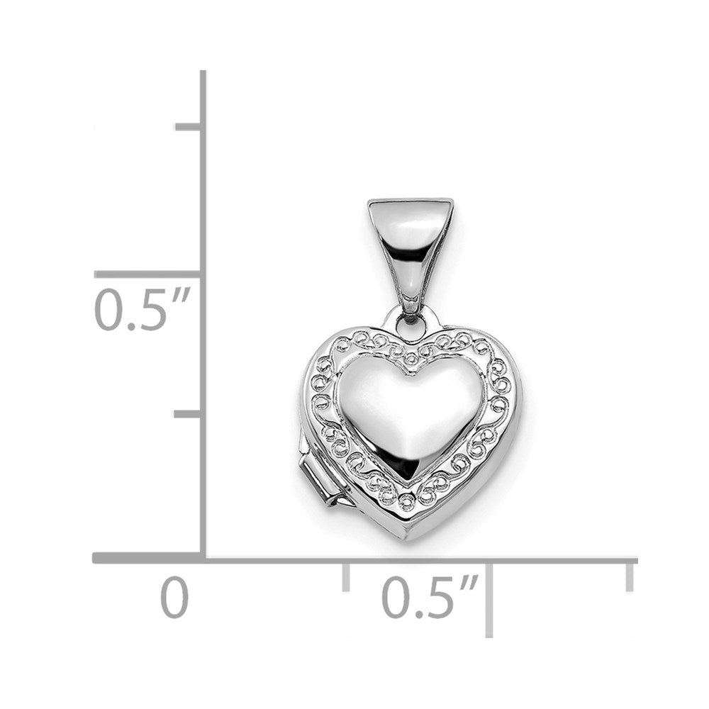 14k White Gold 14k White Gold Polished Heart-Shaped Scrolled Locket